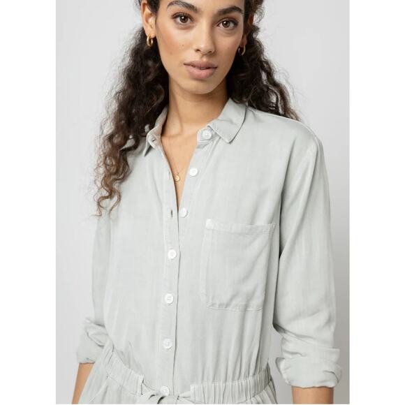 Rails Kennedy Button Down Long Sleeve Romper in Mint Size S - Picture 10 of 15